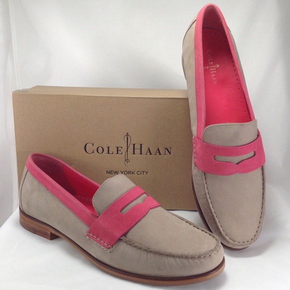 Cole Haan Shoes - Cole Haan Alexa Penny Moc Khaki Punch Pink Loafer